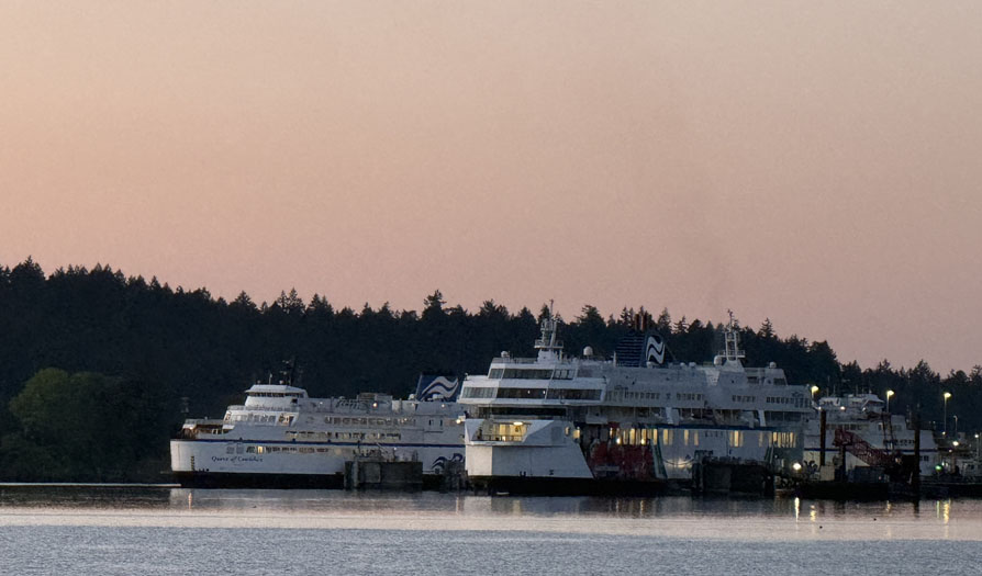 Photos show two ferries docked at Departure Bay, Nanaimo.
